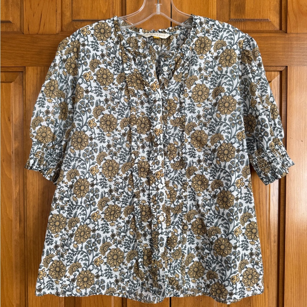 🌺 Cotton DownEast Floral Print Women's Top size L